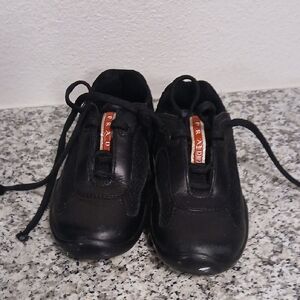 Prada Kids Black Sneakers with Red Accents